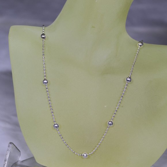 NEW 16" Italian Real Silver Bead & Ball Chain Necklace - Picture 3 of 5